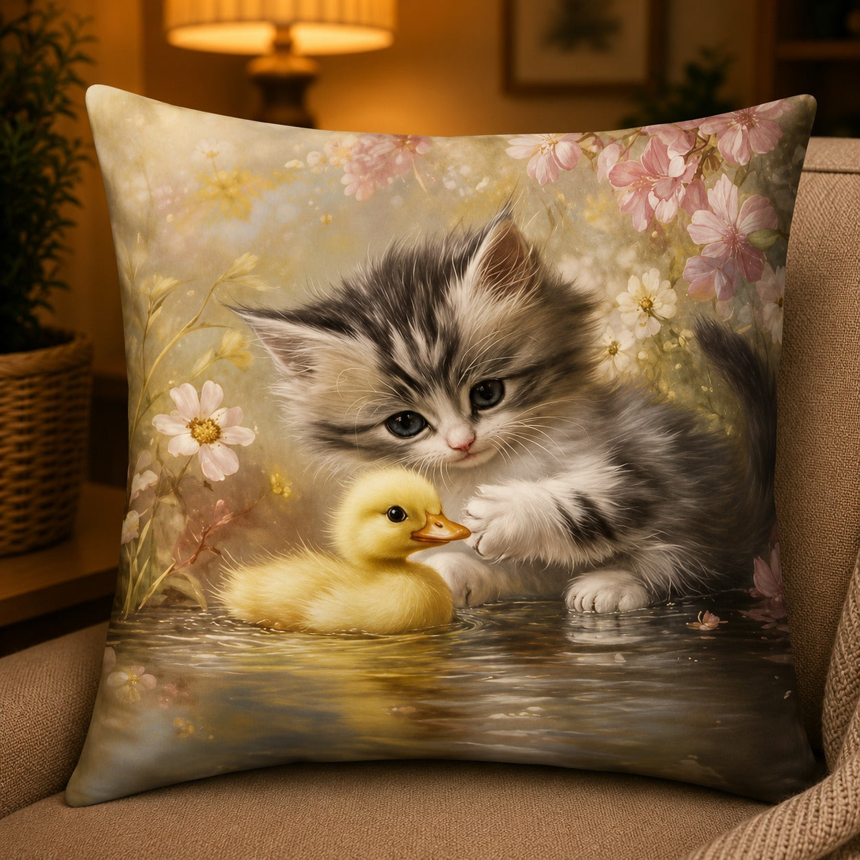 Housse de coussin Chaton