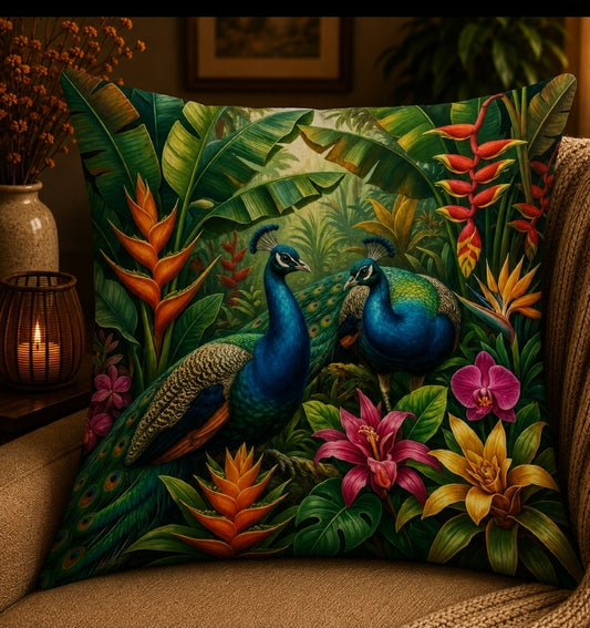 Housse de coussin Paon