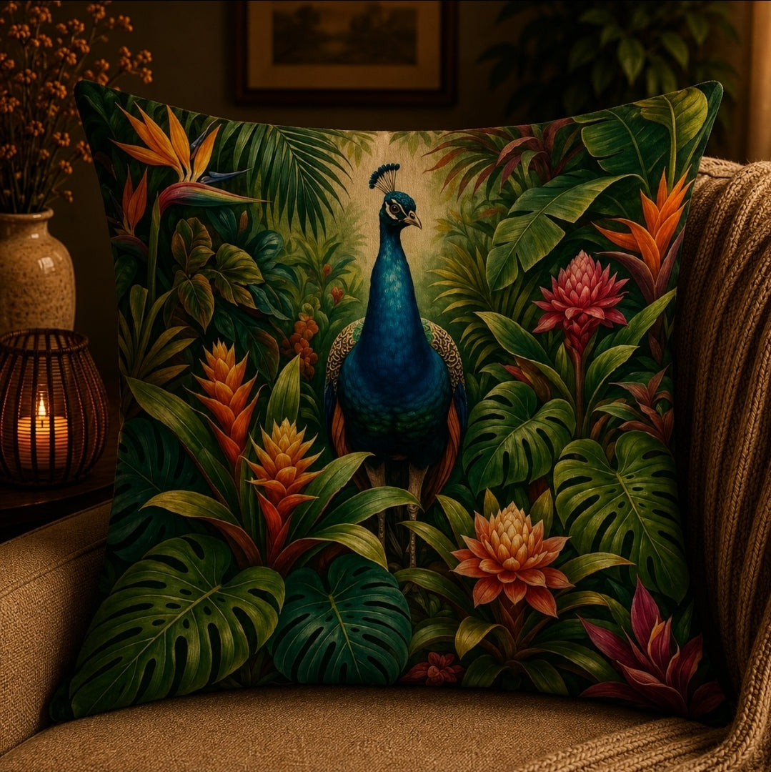 Housse de coussin Paon