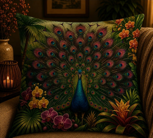 Housse de coussin Paon