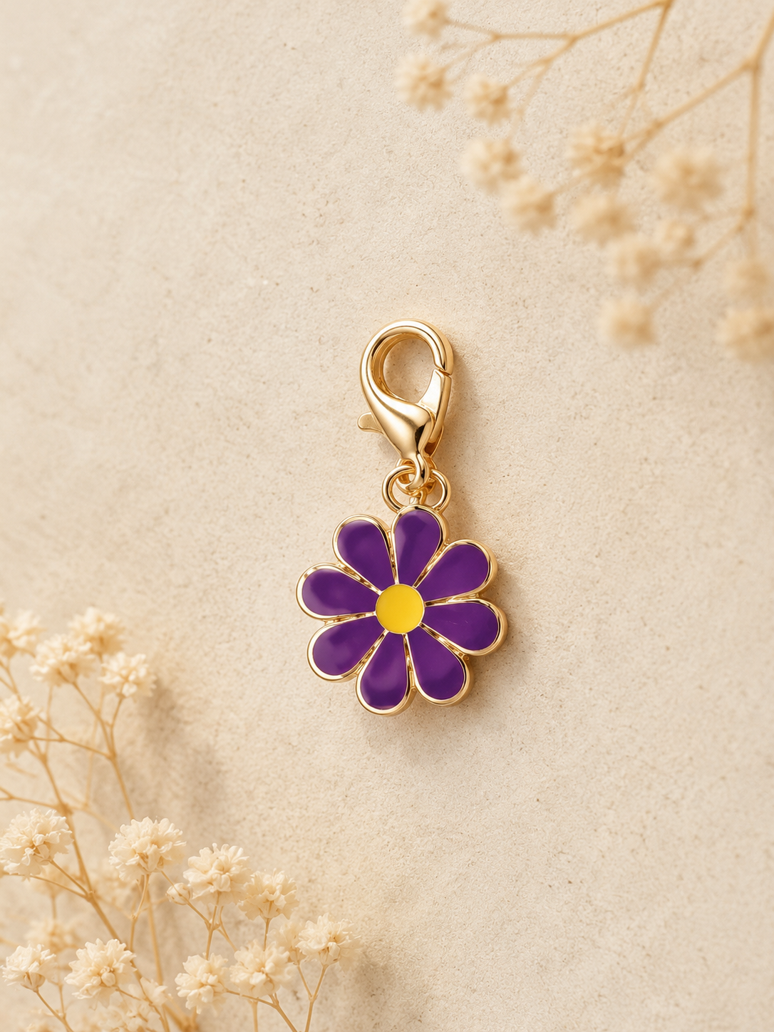 Porte-clés fleur bleue